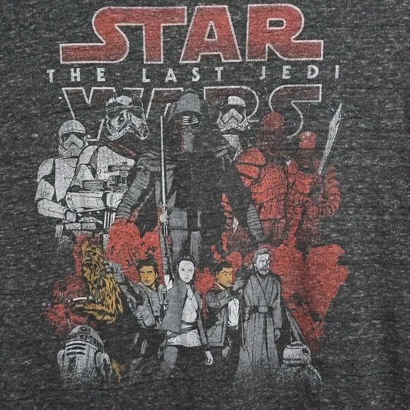Star Wars The Last Jedi Womens Med Charcoal Graphic Tee - Picture 3 of 5